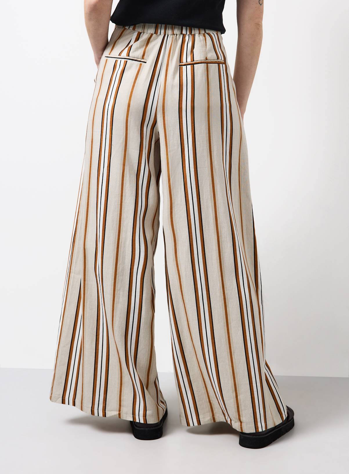 Smart Stripe Linen Blend Co-ord Wide Leg Trousers 12L - Image 4